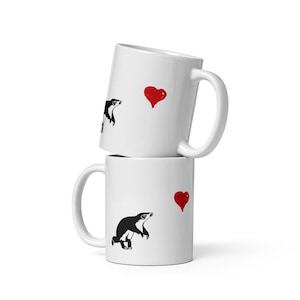Hand drawn Pangolin coffee mug beautiful black and white illustrated mug for Pangolin and dog lovers gift Pangolin mug for coffee cute gift