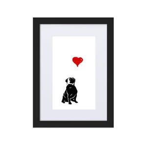 Hand drawn pug print in a frame beautiful illustration wall decor pug dog art for any room versatile minimalistic art pug dog art