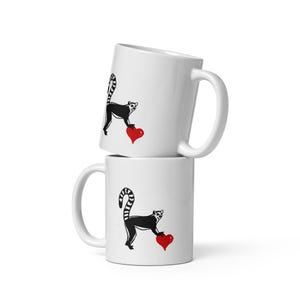 Hand-Drawn Lemur Mug Unique Wildlife Art Ceramic Cup Cute Animal Lover Gift Fun Lemur Illustration Coffee Mug black and white mug gift lemur