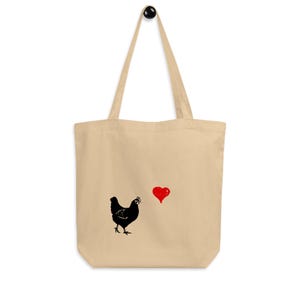Chicken design beautiful organic cotton Tote Bag Chicken love cute Chicken bag gift animal lovers valentines Chicken gift cute tote bag