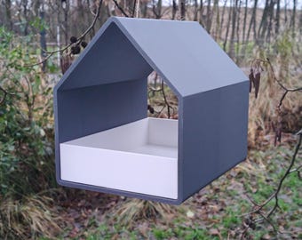 Comedero para pájaros moderno grande - Diseño clásico XL - Impresión 3D con bandeja extraíble