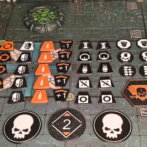 Deathwatch Kill Team Token Set | 40pcs PLA printed Tokens for Tomb World Expansion | Engage, Conceal, Team tokens, Objectives and Initiative