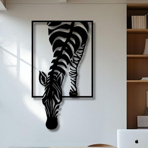 Zebra Metal Wall Art, 3D Zebra  Metal Wall Decor, Guitar Jungle Silhouette Zebra Metal Art, Unique Gift for Animal Lovers, Home Metal Sign