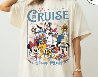 Benutzerdefinierte Let's Cruise Disney Mickey und Freunde Shirt, Familien Kreuzfahrt Urlaub 2026 Passende T-Shirts, Disney Fantasy Wunsch Magic Dream Tee