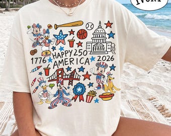 Retro Disney 4. Juli Shirt, 250 Jahre Amerika Jubiläum Tshirts, Vintage Disney Tee