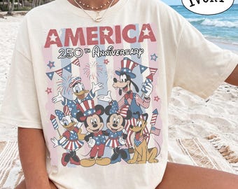 Amerika Disney 4. Juli Shirt, 250 Jahre Amerika Jubiläum Tshirts, Vintage Disney Tee