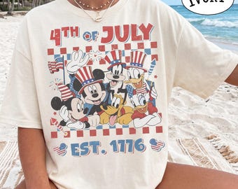 Retro Disney 4. Juli Shirt, 250 Jahre Amerika Jubiläum Tshirts, Vintage Disney Tee