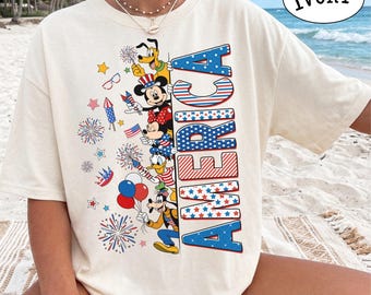Disney 4. Juli Shirt, 250 Jahre Amerika Jubiläum Tshirts, Vintage Disney Tee