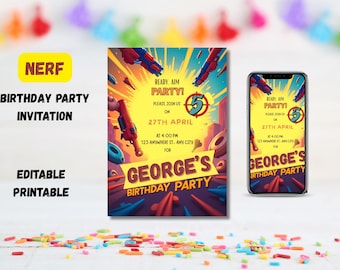Nerf Birthday Party Invitation: Editable Printable Template (Instant Download)