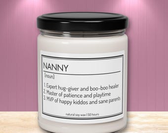 Vela de agradecimiento a la niñera, regalo de cumpleaños para la niñera, regalo de agradecimiento a la niñera, regalo de Navidad, regalo de despedida de la niñera