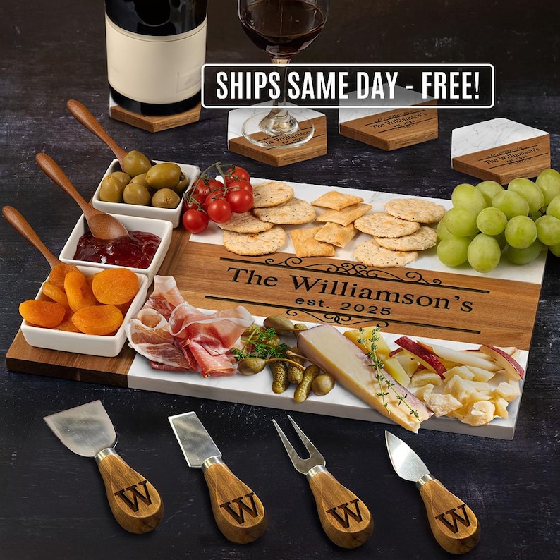 Personalized Cheese Board Wedding Gift, Custom Charcuterie Board Housewarming Gift, Unique Hostess New Home Couple Gift, Bridal Shower Gift image 11