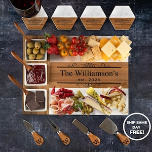Personalized Cheese Board Wedding Gift, Custom Charcuterie Board Housewarming Gift, Unique Hostess New Home Couple Gift, Bridal Shower Gift image 9