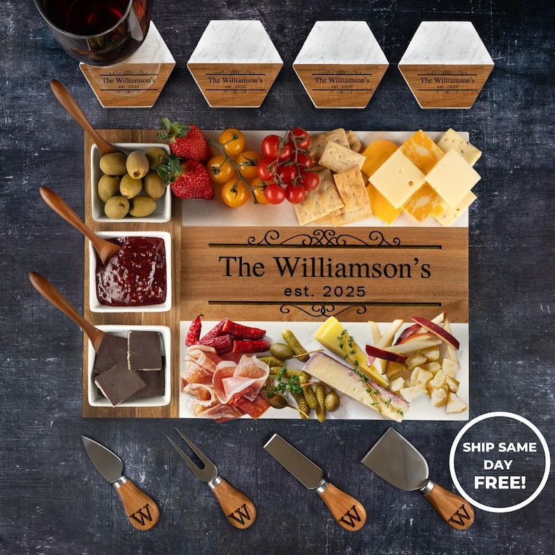 Personalized Cheese Board Wedding Gift, Custom Charcuterie Board Housewarming Gift, Unique Hostess New Home Couple Gift, Bridal Shower Gift image 9