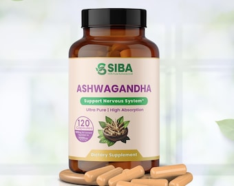 Siba Ashwagandha Ultra Pure 1000 mg – Stress Relief, Mood & Sleep Support – 120 Vegan Capsules