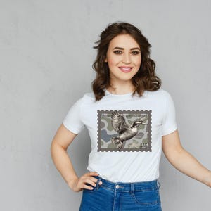 Duck Stamp Hunting Shirt Vintage Waterfowl Graphic Tee Camo Duck Hunting Tshirt for Men Outdoorsman Gift Retro Wildlife Tee Mallard Graphic