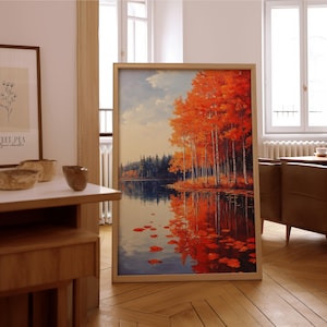 Arte murale impressionista della foresta autunnale – Stampa di pittura a olio vintage – Poster con o senza cornice – Arredamento senza tempo per la casa e l'ufficio