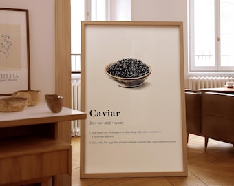 Caviar Definition Print – Gourmet Kitchen Wall Art – Framed or Unframed Poster – Gift for Chefs & Food Lovers