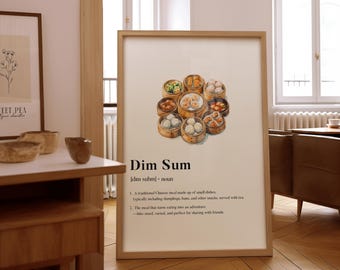 Dim Sum Definition Print – Gourmet Kitchen Wall Art – Framed or Unframed Poster – Gift for Chefs & Food Lovers