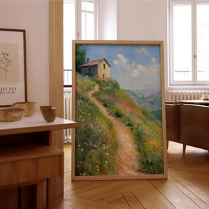 Impressionist Countryside Path Wall Art – Vintage Oil Painting Print – Framed or Unframed Poster – Timeless Home & Office Décor