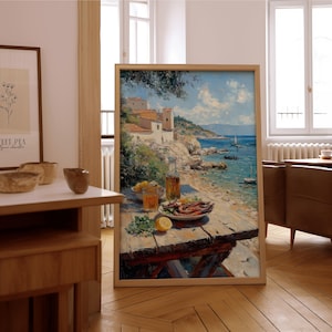 Impressionist Coastal Dining Wall Art – Vintage Oil Painting Print – Framed or Unframed Poster – Timeless Home & Office Décor