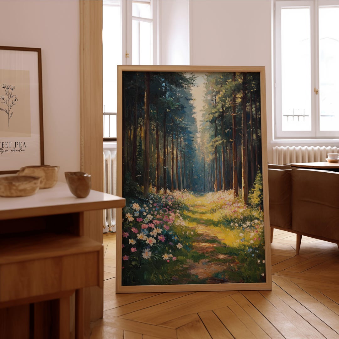 Impressionist Forest Path Wall Art – Vintage Oil Painting Print ...