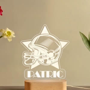 Personalized Football Night Light, Custom Engraved LED Lamp, Sports Fan Gift, Man Cave Decor, Unique Birthday Gift for Him