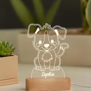 Personalized Dog Night Light, Custom Engraved LED Lamp, Puppy Lover Gift, Kids Room Decor, USB Acrylic Night Lamp, Pet Memorial Light