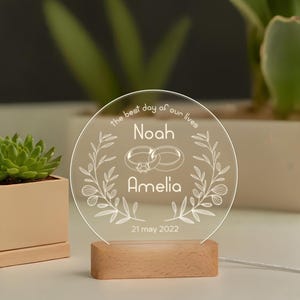 Personalized Night Light, Custom Engraved LED Lamp, Anniversary Gift for Couples, Romantic Bedroom Decor, Unique Love Keepsake