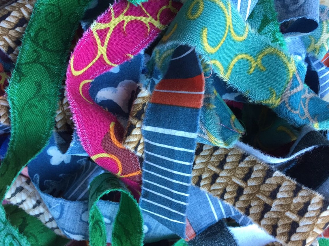 Rag Rug Fabric Strips 60 Yd Bold and Dark Colors Toothbrush Etsy