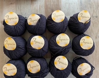 Topacio Valeria di Roma Lanas Cotton Acrylic Yarn Black 12 skeins