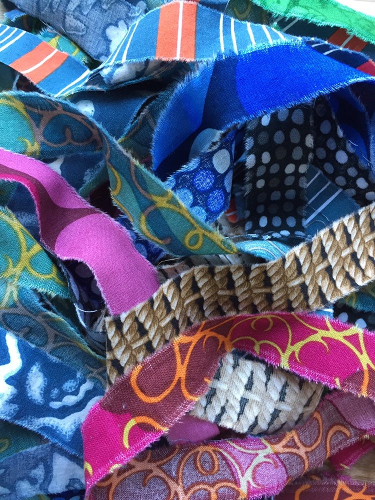 Rag Rug Fabric Strips 60 Yd Bold and Dark Colors Toothbrush Etsy