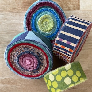 Rag Rug Fabric Strips, 15 yd-  Bold and Dark Colors,  Prints and Solid