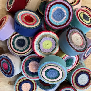 Rag Rug Fabric Strips 60 yds Toothbrush Rug Yarn Locker Hooking Amish Knot Precut Jelly Roll Material Strips Rugmaking Mixed Solid Colors image 1