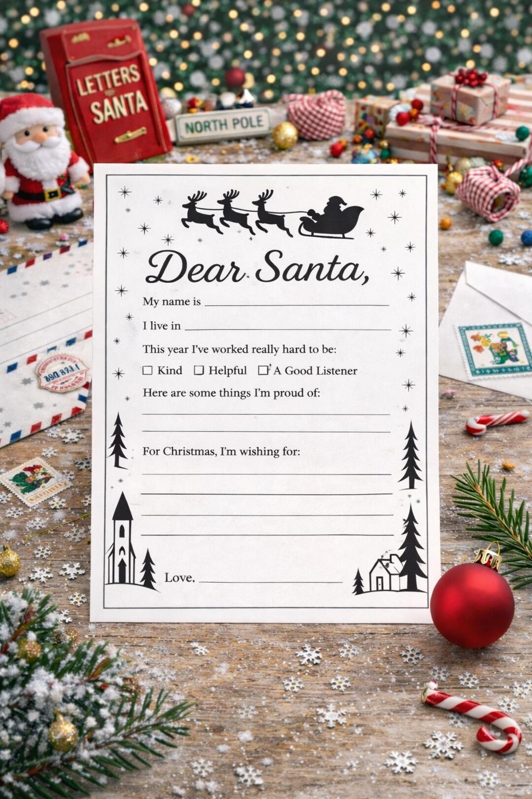 Dear Santa Printable Letters for Kids, Christmas Letter to Santa ...