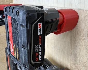 Milwaukee M12 Battery Holder | Wall Mount Organizer | 3D Printed Friction Fit Storage