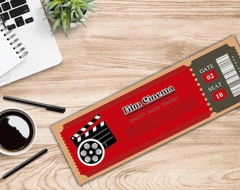 Voucher for a visit to the cinema template | Voucher to print | Gift idea | Voucher to design | Cinema vintage gift voucher