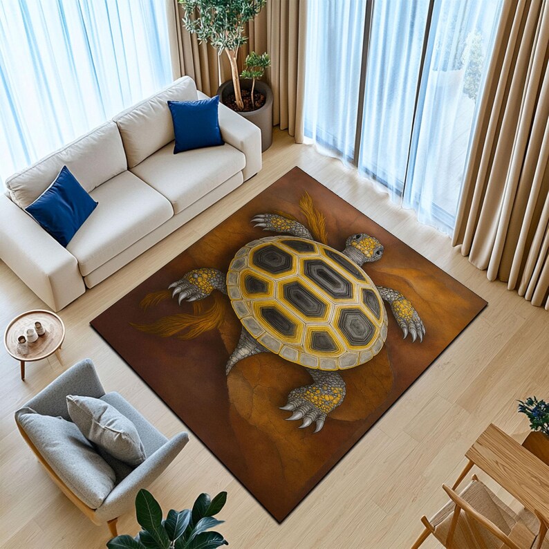Turrtle Rug Geometric Turtle Rug: Animal Inspired Floor Decor - Etsy
