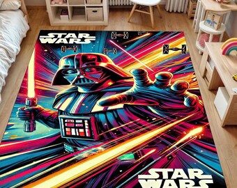 Alfombra de Darth Vader de Star Wars: decoración de habitación de jugador galáctico neón
