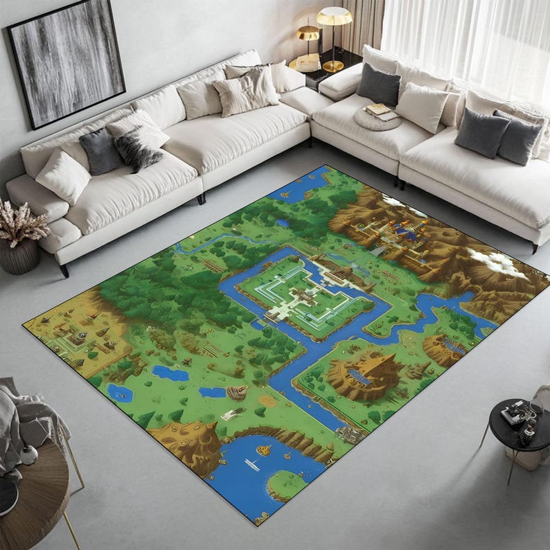 Hyrule Map Rug: Legend of Zelda Gamer Room Decor - Etsy