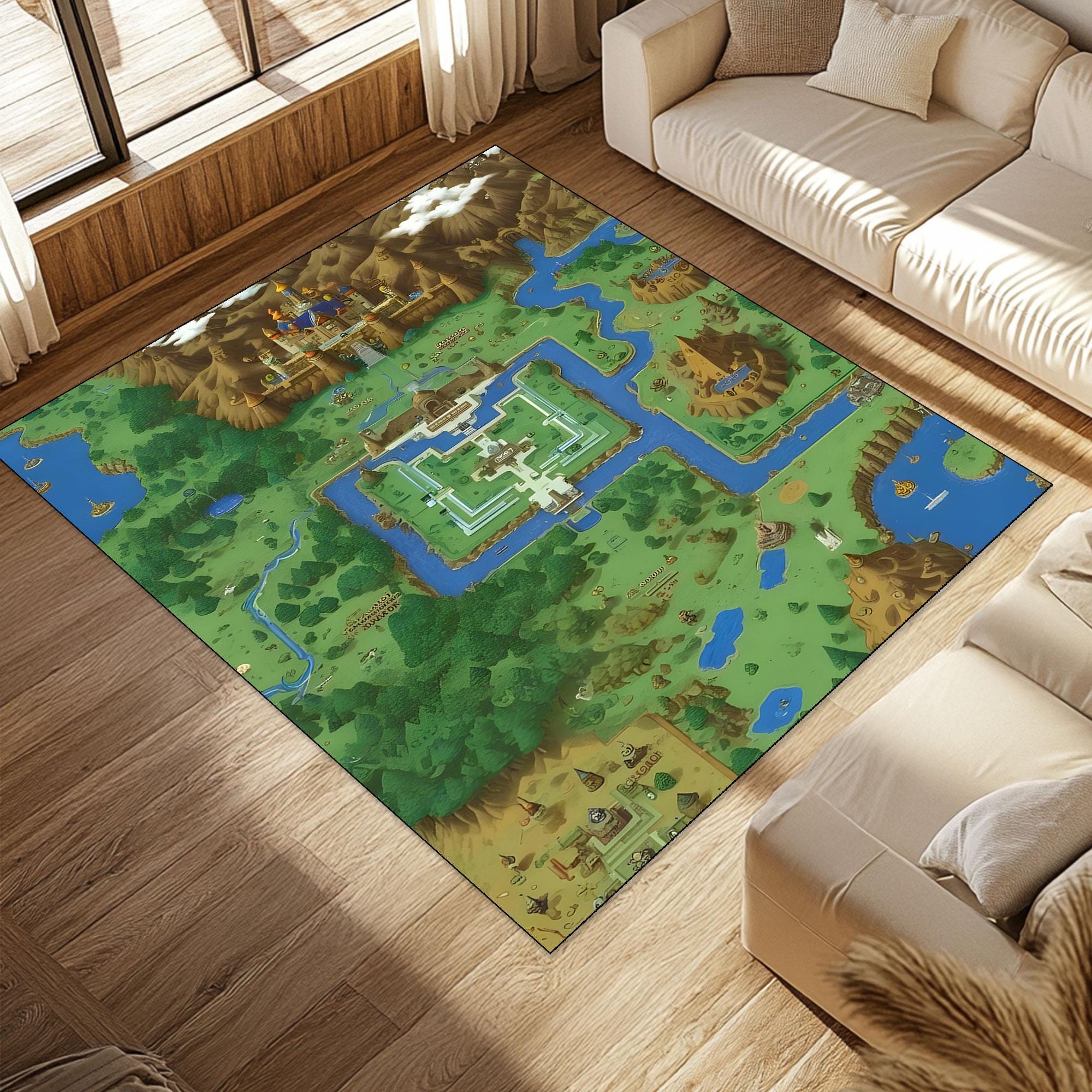 Hyrule Map Rug: Legend of Zelda Gamer Room Decor - Etsy