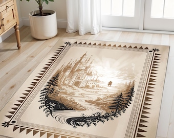 Fantasy Castle Rug: Medieval Storybook Design