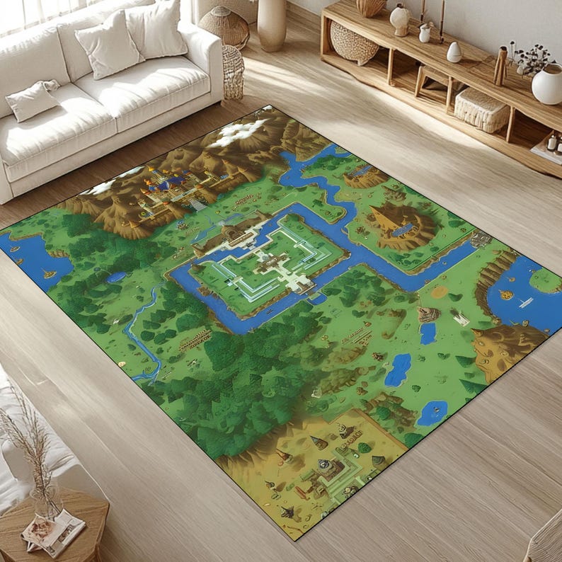 Hyrule Map Rug: Legend of Zelda Gamer Room Decor - Etsy