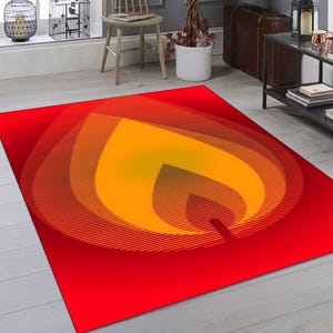 Modern Fire-Inspired Rug, Abstract Fiery Rug, Bold Red & Orange Area Rug, Vibrant Flame Rug, Contemporary fiery design home decor rug