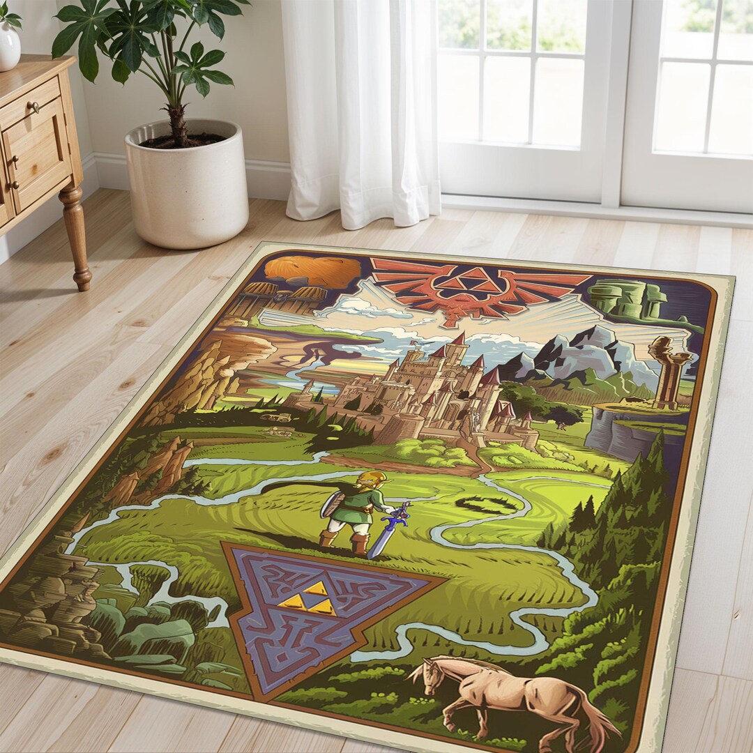 Zelda Rug: Hyrule Kingdom, Gamer Room Decor - Etsy