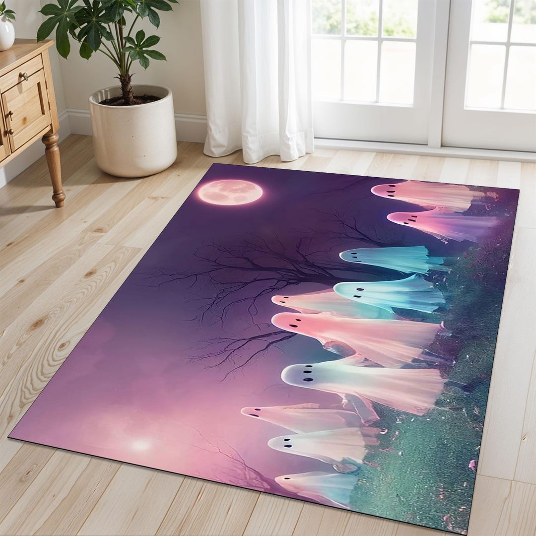Large Spooky Rug Pastel Halloween Ghost Parade Rug – Spooky Kids Room Decor - Etsy