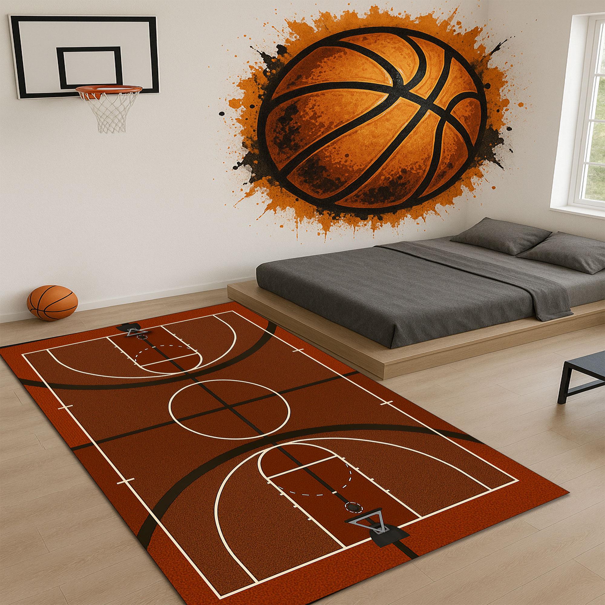 Basketball Court Rug: Realistic Full Court Design, Sports Home Decor - Etsy