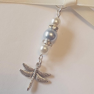 Dragonfly Wedding Bouquet Charm, Choice of Pearl, Bridal Flowers Keepsake.