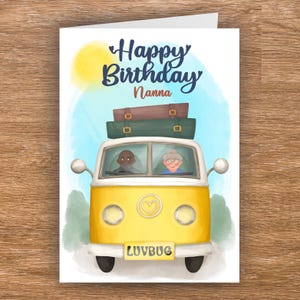 Biglietto d'auguri personalizzato per camper/roulotte, realizzato su misura per compleanno/pensionamento/anniversario/viaggio, formato A5