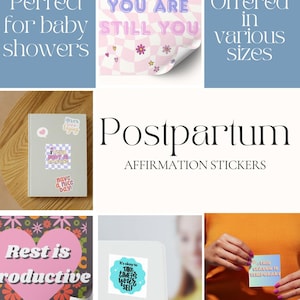 Stickerpakket postpartumbevestiging | Bemoedigende en positieve stickers voor kersverse moeders | Zelfzorg en geestelijke wellness