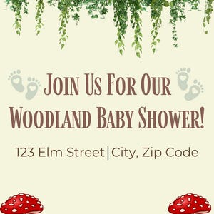 Lot de modèles baby shower, Modèles baby shower sur le thème, Flyers baby shower forêt, Faire-parts baby shower, Modèle Canva personnalisable